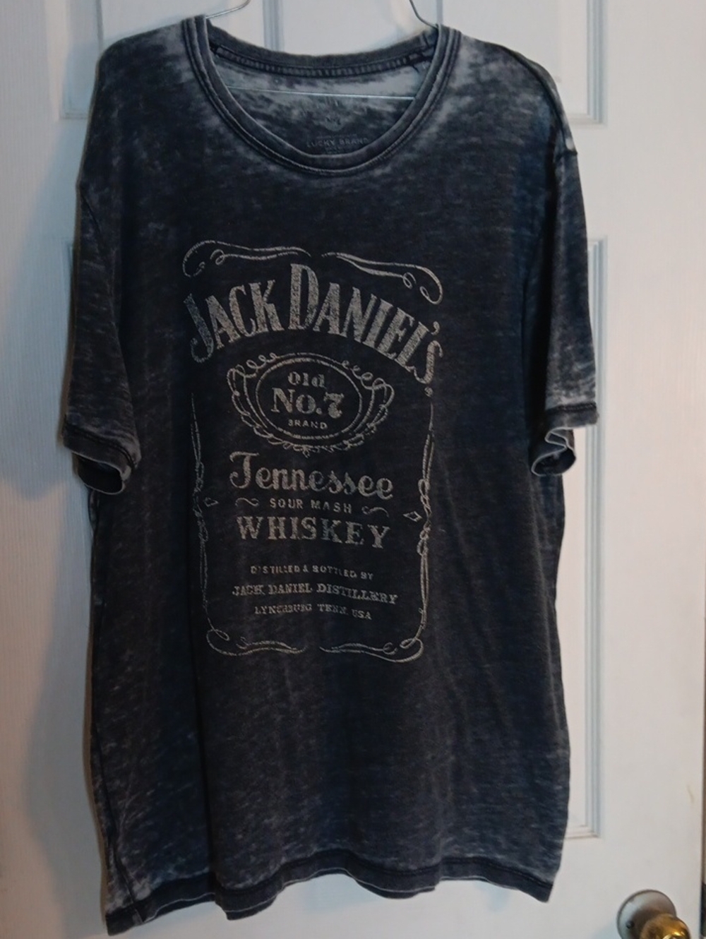Lucky Brand Black Mineral-Wash Jack Daniel's Graphic Tee